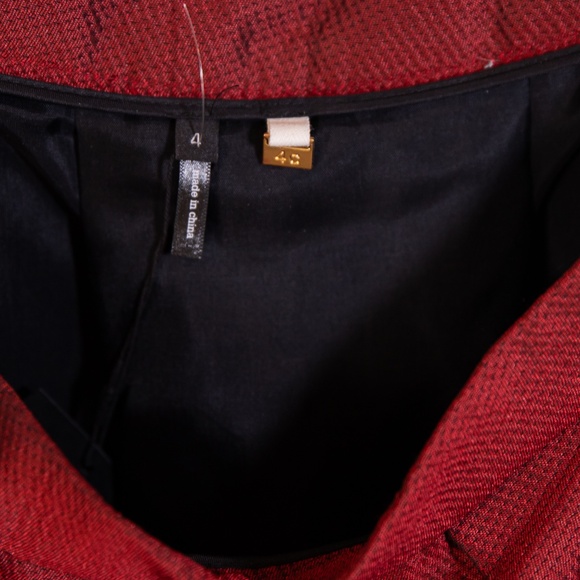 NEW 4.Collective Lulu Jacquard Textured Pleated Pull On A Line Midi Skirt Red 4 - Picture 2 of 2